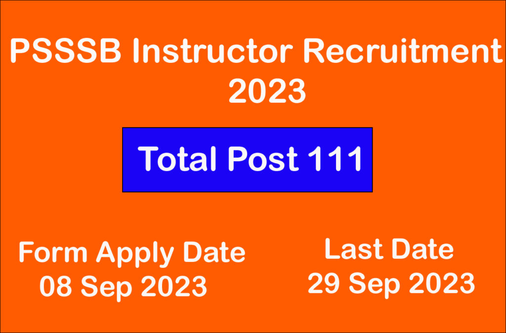 PSSSB Instructor Recruitment 2023