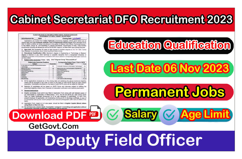 Cabinet Secretariat DFO Recruitment 2023