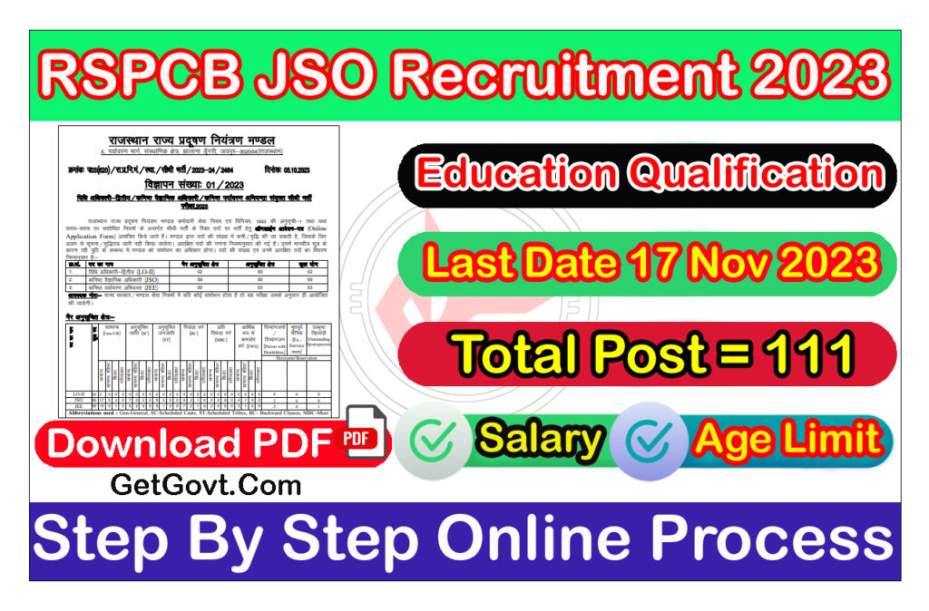 RSPCB JSO Recruitment 2023